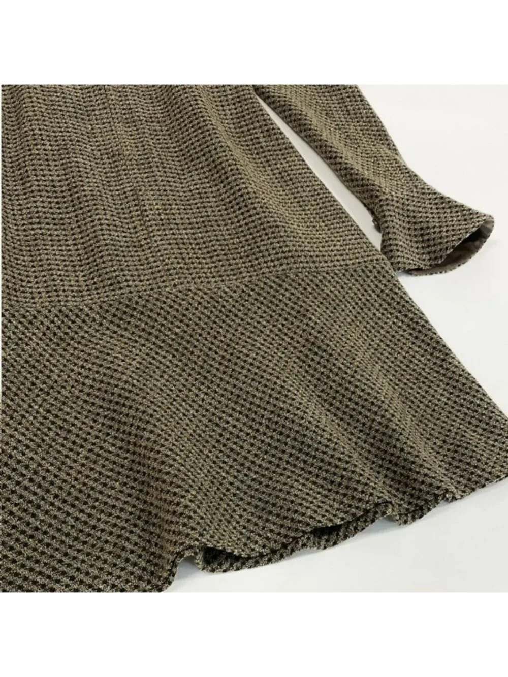 Chanel Front Zip Tweed Dress CC Logo Brown Black Wool Lycra